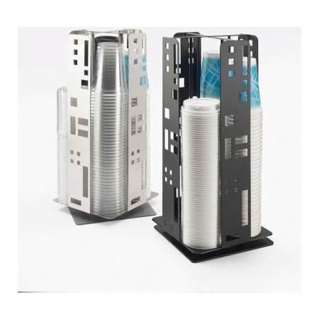 Cal-Mil Cal-Mil 1615-13 Squared Revolving Cup & Lid Dispenser 8-1/4"W x 8-1/4"D x 18-1/4"H Black 1615-13